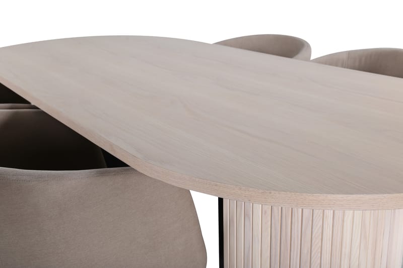 Biana Spisegruppe 200 cm Oval med 4 Berita Stoler - Beige - Møbler - Bord - Spisegrupper