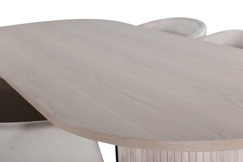 Biana Spisegruppe 200 cm Oval med 4 Berita Stoler - Beige - Møbler - Bord - Spisegrupper