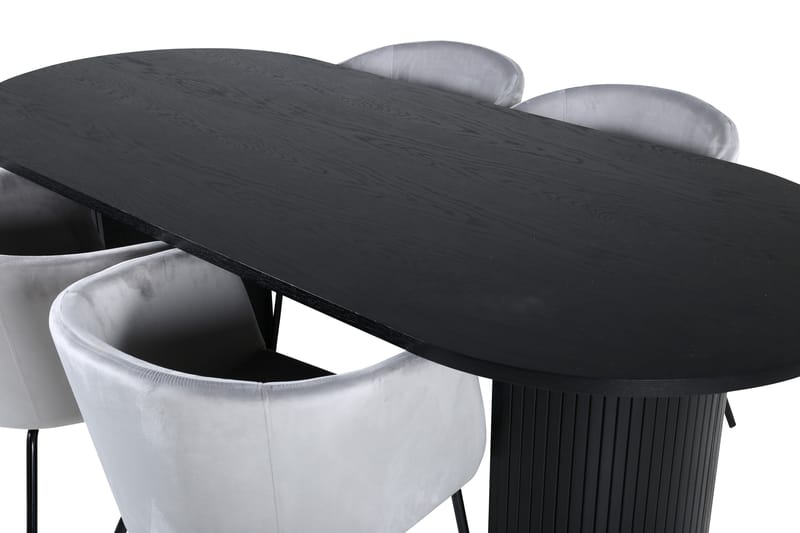 Biana Spisegruppe 200 cm Oval med 4 Berita Stoler - Svart - Møbler - Bord - Spisegrupper