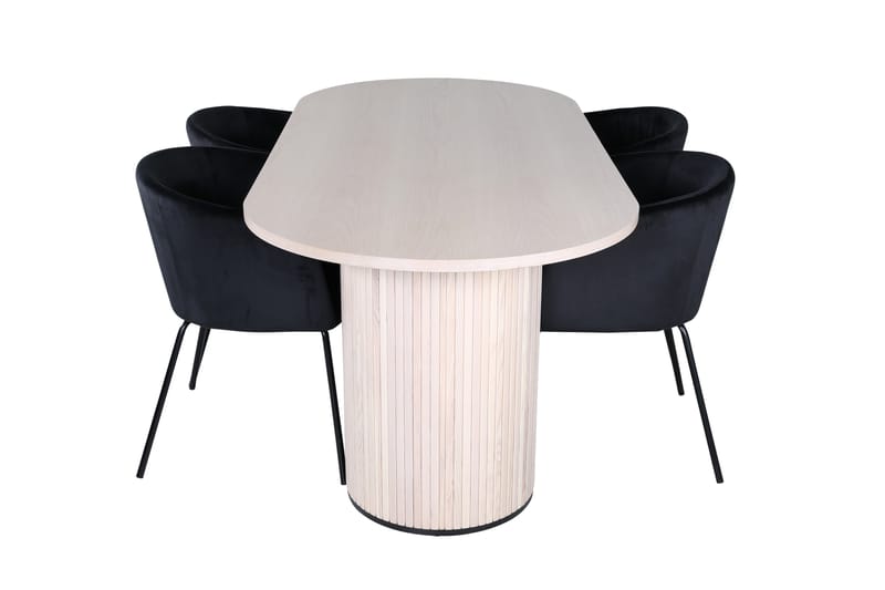 Biana Spisegruppe 200 cm Oval med 4 Berita Stoler - Svart - Møbler - Bord - Spisegrupper