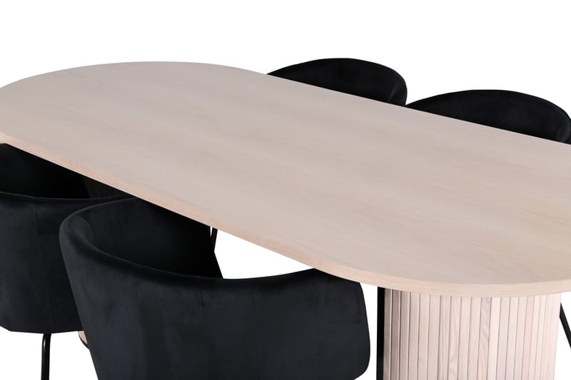 Biana Spisegruppe 200 cm Oval med 4 Berita Stoler - Svart - Møbler - Bord - Spisegrupper