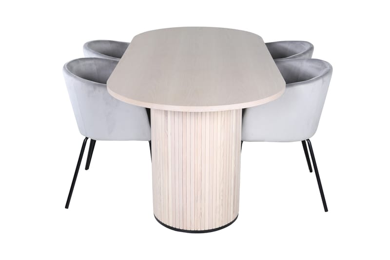 Biana Spisegruppe 200 cm Oval med 4 Berita Stoler - Svart - Møbler - Bord - Spisegrupper