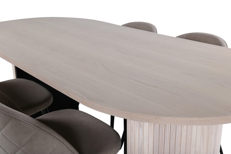 Biana Spisegruppe 200 cm Oval med 4 Sedavi Stoler - Beige - Møbler - Bord - Spisegrupper