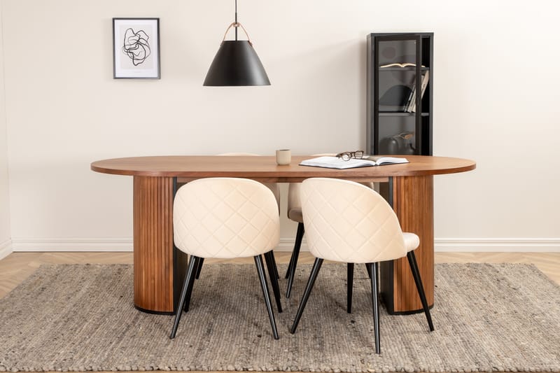 Biana Spisegruppe 200 cm Oval med 4 Sedavi Stoler - Svart - Møbler - Bord - Spisegrupper