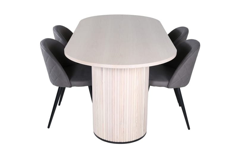 Biana Spisegruppe 200 cm Oval med 4 Sedavi Stoler - Svart - Møbler - Bord - Spisegrupper