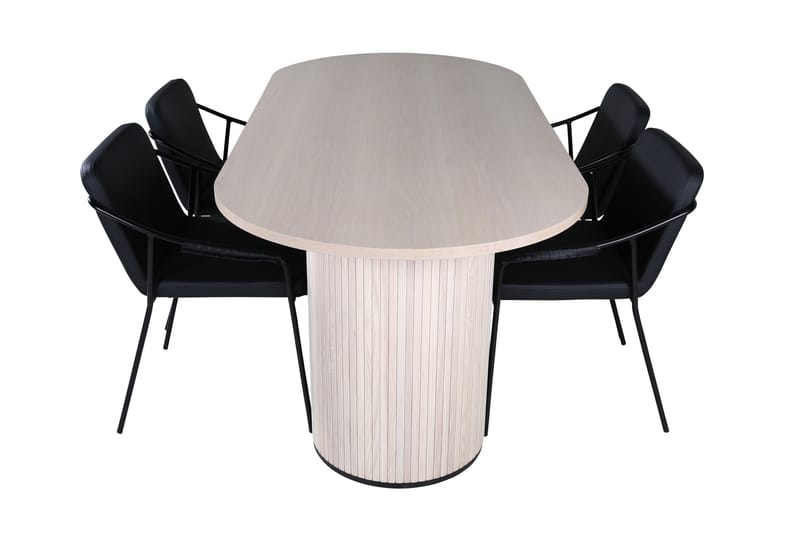 Biana Spisegruppe 200 cm Oval med 4 Tvista Stoler - Svart - Møbler - Bord - Spisegrupper