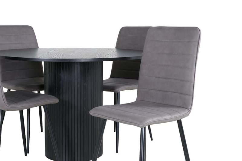 Bianca Spisegruppe 110 cm Rund med 4 Windu Lyx Stoler - Sort - Møbler - Bord - Spisegrupper