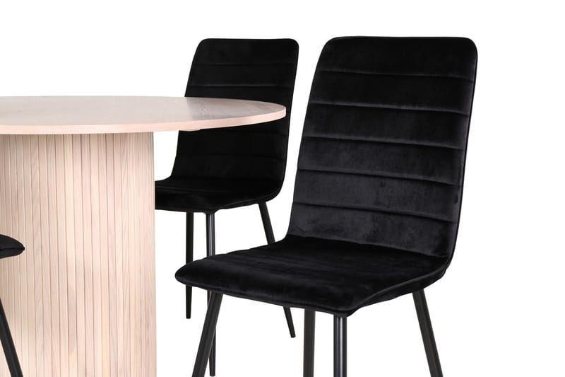 Bianca Spisegruppe 110 cm Rund med 4 Windu Lyx Stoler - Sort - Møbler - Bord - Spisegrupper