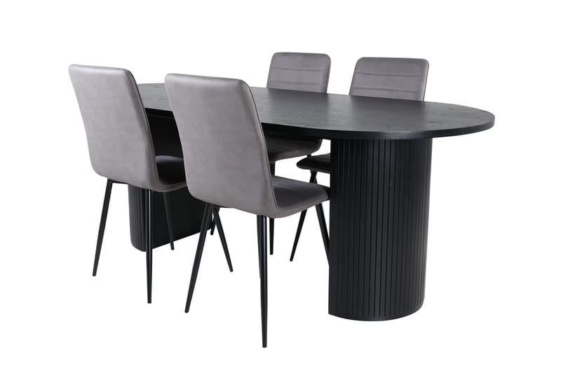 Bianca Spisegruppe 200 cm Oval med 4 Windu Lyx Stoler - Sort - Møbler - Bord - Spisegrupper