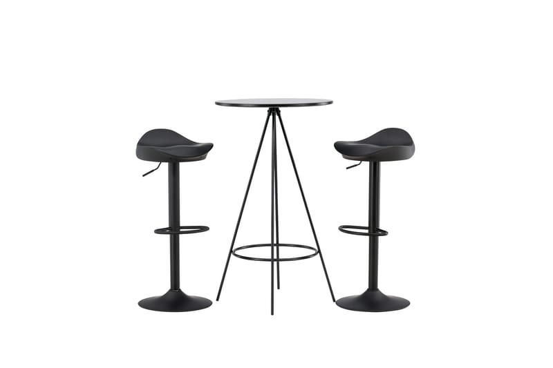 Bistro Spisegruppe 60 cm Rund med 2 Adesto Stoler - Svart - Møbler - Bord - Spisegrupper