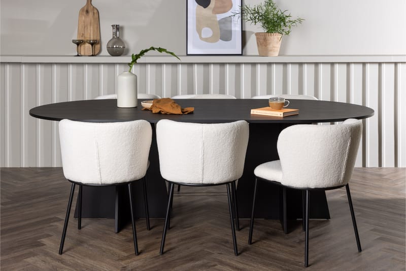 Bootcut Spisegruppe 230 cm Oval med 6 Edina Stoler - Svart - Møbler - Bord - Spisegrupper