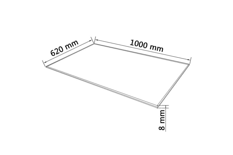 Bordplate Herdet Glass Rektangulr 1000x620 mm - Bordplate