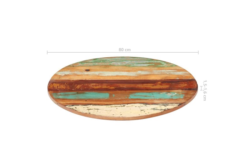 Rund bordplate 80 cm 15-16 mm gjenvunnet heltre - Møbler - Bord - Bordtilbehør - Bordplate