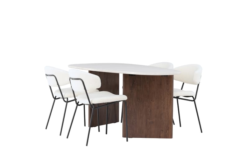 Chico Matgruppe 180 cm Oval med 4 Chico Stoler - Mocca - Møbler - Bord - Spisegrupper