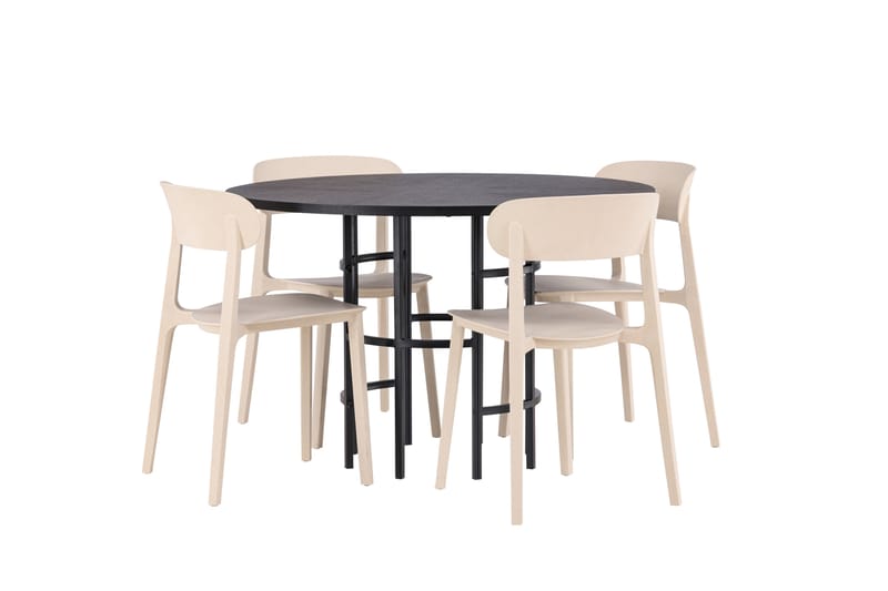 Copenhagen Spisegruppe 115 cm Rund med 4 Åstol Stoler - Beige - Møbler - Bord - Spisegrupper