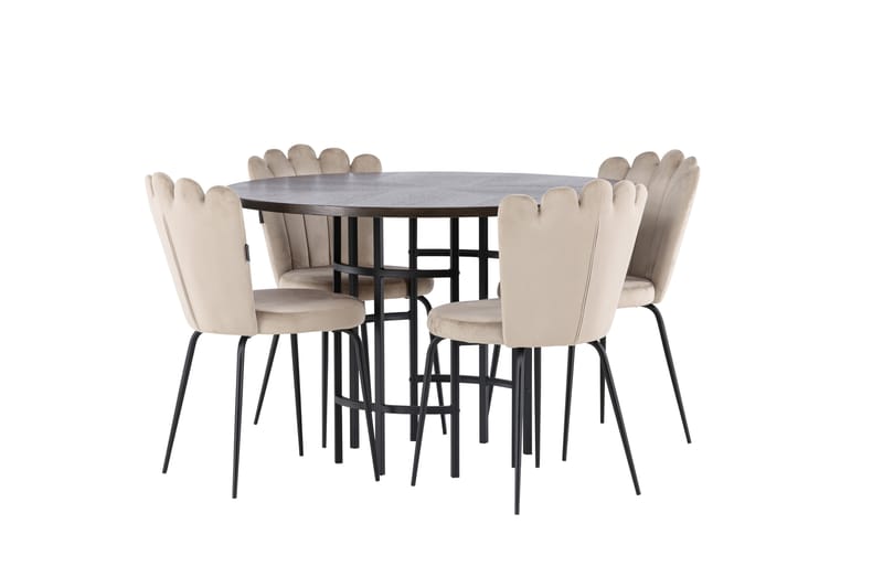 Copenhagen Spisegruppe 115 cm Rund med 4 Limhamn Stoler - Beige - Møbler - Bord - Spisegrupper