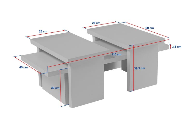 Dabi Sofabord 110x45 cm - Hvit - Møbler - Bord - Sofabord