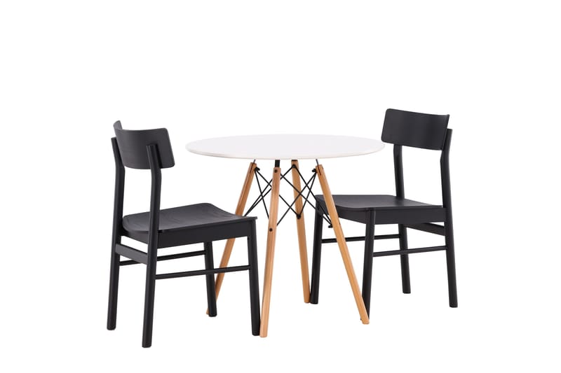 Danburi Spisegruppe 60 cm Rund med 2 Montros Stoler - Sort - Møbler - Bord - Spisegrupper