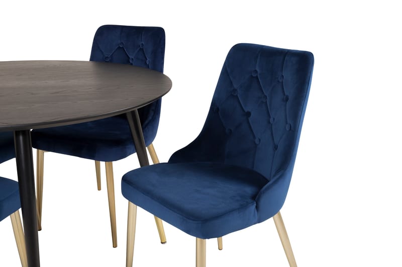 Dipp Spisegruppe 115 cm Rund med 4 Velvet Stoler - Sort - Møbler - Bord - Spisegrupper