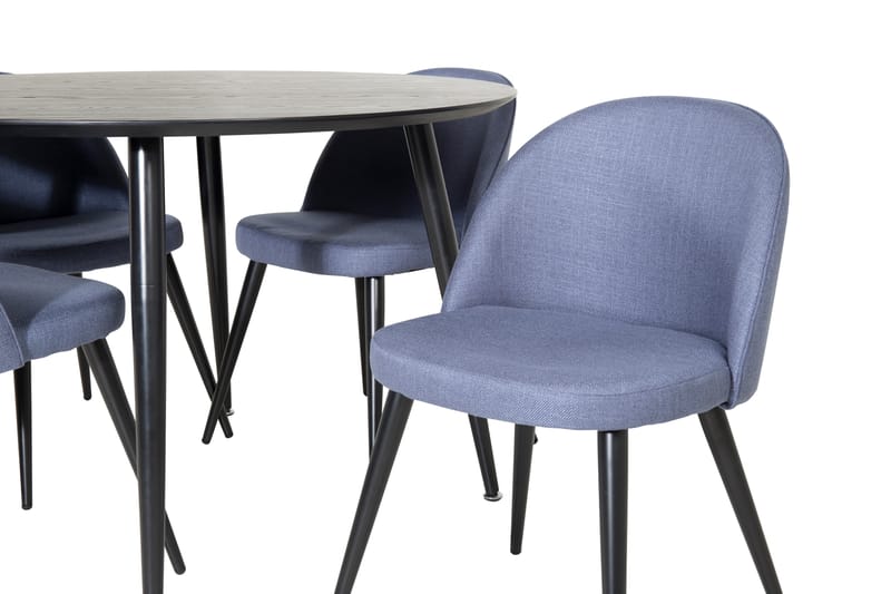 Dipp Spisegruppe 115 cm Rund med 4 Velvet Stoler - Sort - Møbler - Bord - Spisegrupper