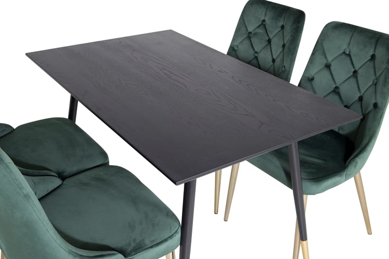 Dipp Spisegruppe 120 cm Rund med 4 Velvet Stoler - Sort/Guld - Møbler - Bord - Spisegrupper