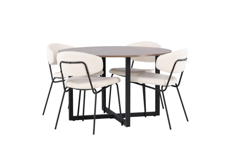 Durango Spisegruppe 120 cm Rund med 4 Chico Stoler - Valnød - Møbler - Bord - Spisegrupper