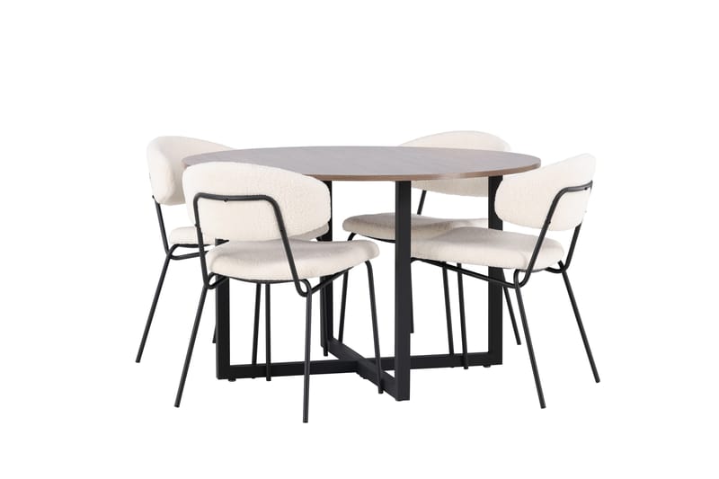 Durango Spisegruppe 120 cm Rund med 4 Chico Stoler - Valnød - Møbler - Bord - Spisegrupper