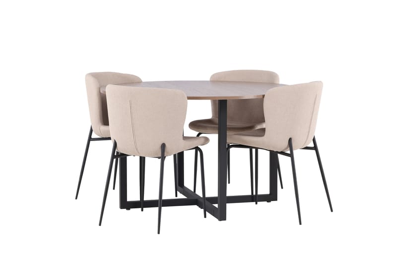 Durango Spisegruppe 120 cm Rund med 4 Modesto Stoler - Valnød - Møbler - Bord - Spisegrupper