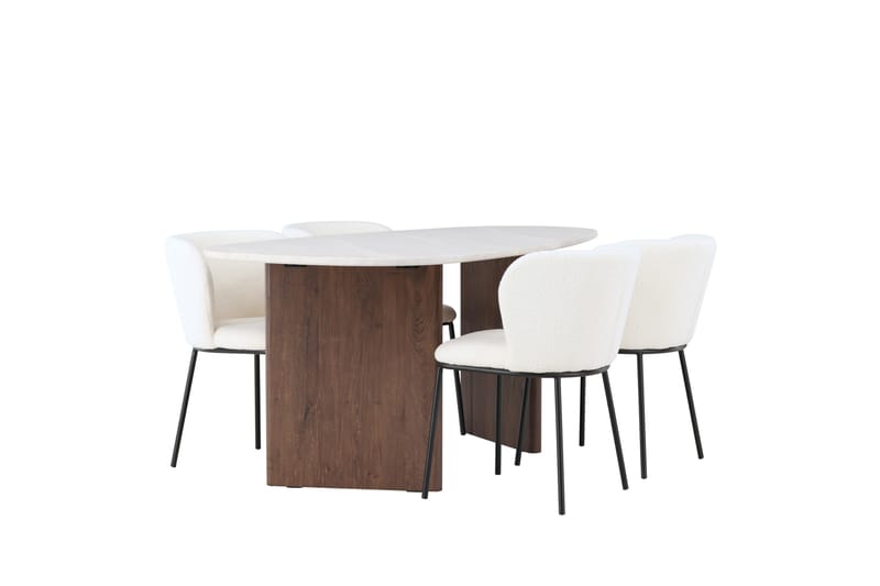 Edina Spisegruppe 180 cm Oval med 4 Edina Stoler - Mocca - Møbler - Bord - Spisegrupper