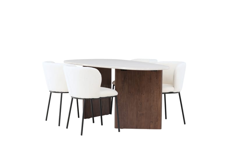 Edina Spisegruppe 180 cm Oval med 4 Edina Stoler - Mocca - Møbler - Bord - Spisegrupper