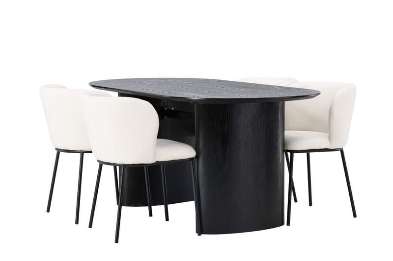 Edina Spisegruppe 180 cm Oval med 4 Edina Stoler - Svart - Møbler - Bord - Spisegrupper