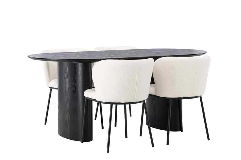 Edina Spisegruppe 180 cm Oval med 4 Edina Stoler - Svart - Møbler - Bord - Spisegrupper