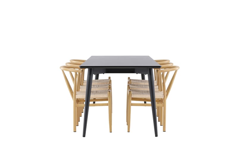 Ellis Spisegruppe 230 cm Rektangulær med 6 Alfons stoler - Sort/Beige - Møbler - Bord - Spisegrupper