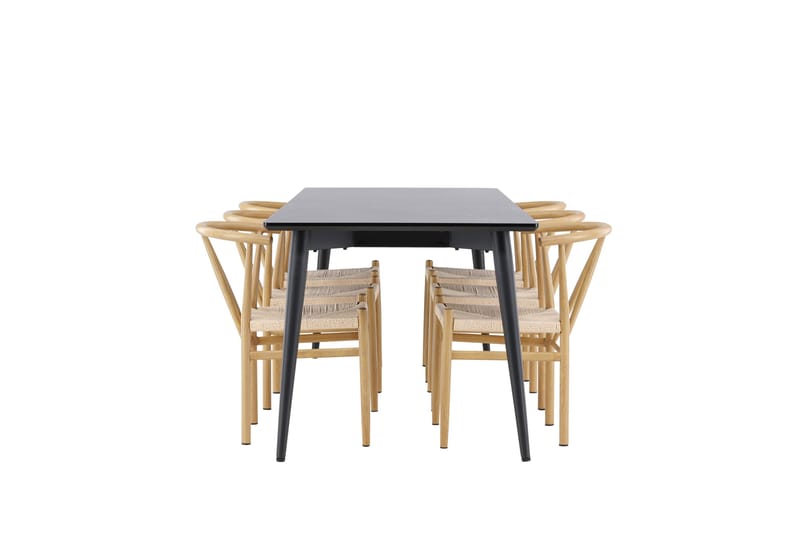 Ellis Spisegruppe 230 cm Rektangulær med 6 Alfons stoler - Sort/Beige - Møbler - Bord - Spisegrupper