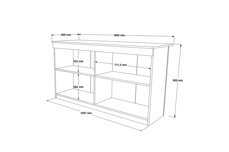 Erline Barbord 160 cm - Eik - Møbler - Bord - Barbord & ståbord