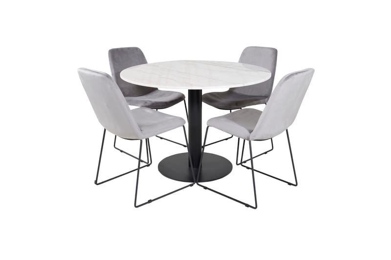 Estelle Spisegruppe 106 cm Rund med 4 Muce Stoler - Sort - Møbler - Bord - Spisegrupper