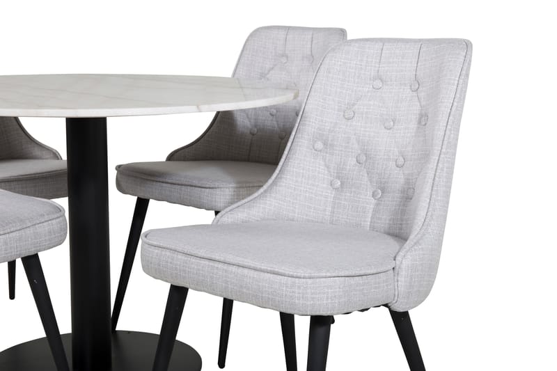 Estelle Spisegruppe 106 cm Rund med 4 Velvet Stoler - Sort - Møbler - Bord - Spisegrupper