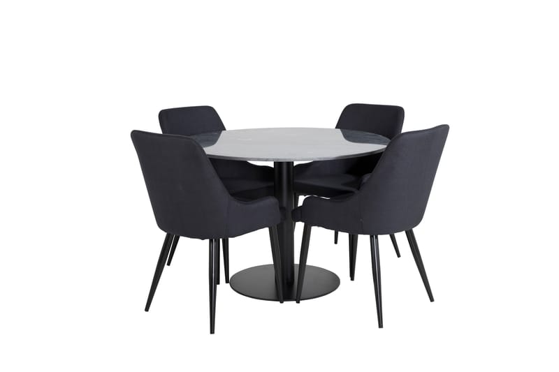 Estelle Spisegruppe 106 cm Rund med 4 Plaza Stoler - Sort - Møbler - Bord - Spisegrupper