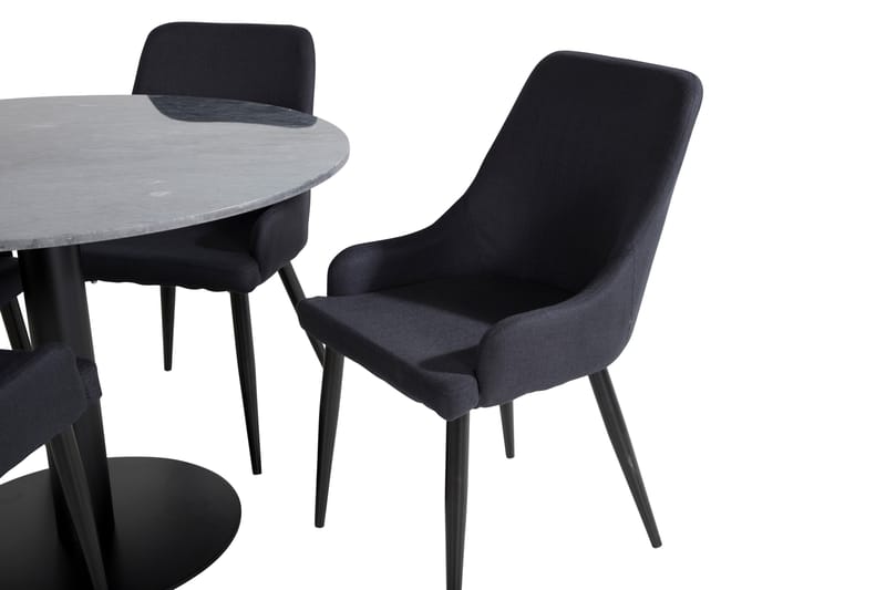 Estelle Spisegruppe 106 cm Rund med 4 Plaza Stoler - Sort - Møbler - Bord - Spisegrupper