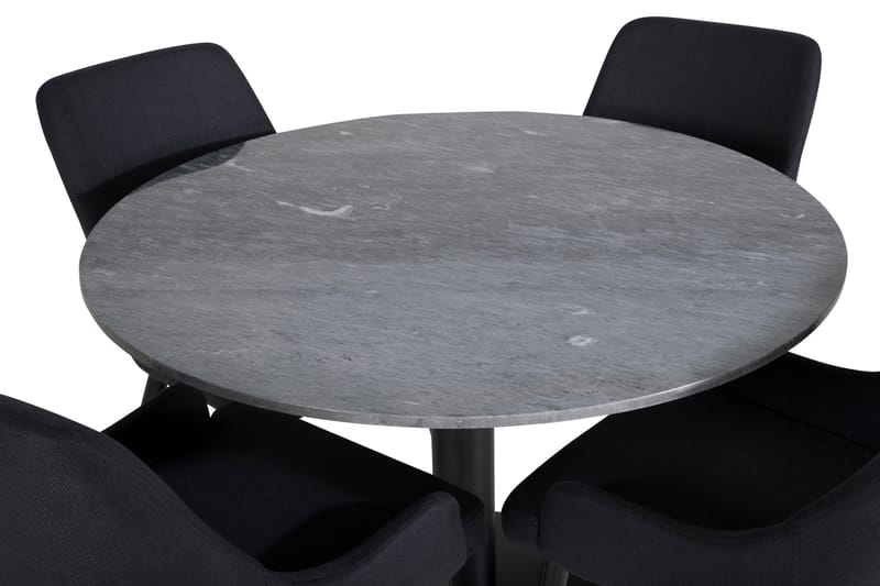 Estelle Spisegruppe 106 cm Rund med 4 Plaza Stoler - Sort - Møbler - Bord - Spisegrupper