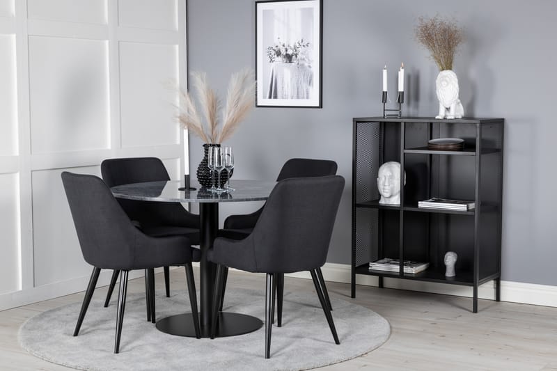 Estelle Spisegruppe 106 cm Rund med 4 Plaza Stoler - Sort - Møbler - Bord - Spisegrupper