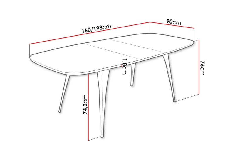 Fritzger Spisebord 198 cm - Svart - Møbler - Bord - Spisebord & kjøkkenbord