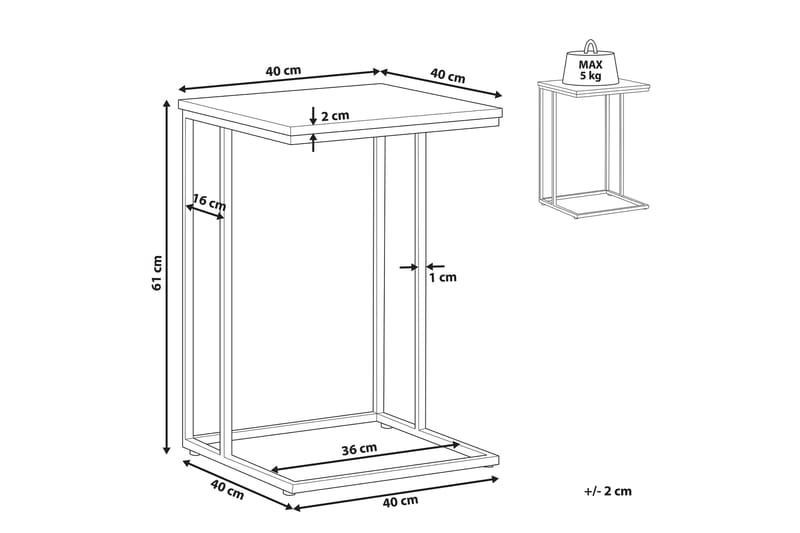 Garth Sofabord 40 cm - Mørkt tre/Svart - Møbler - Bord - Sofabord