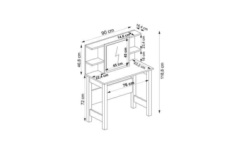 Gedalia Sminkebord 90 cm - Hvit - Møbler - Bord - Sminkebord & toalettbord