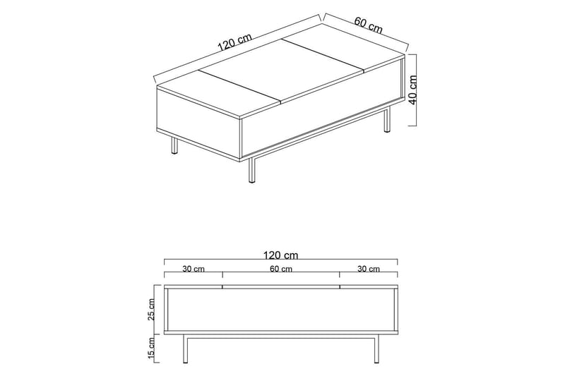 Germaine Sofabord 120 cm - Antrasitt/Hvit/Sølv - Møbler - Bord - Sofabord