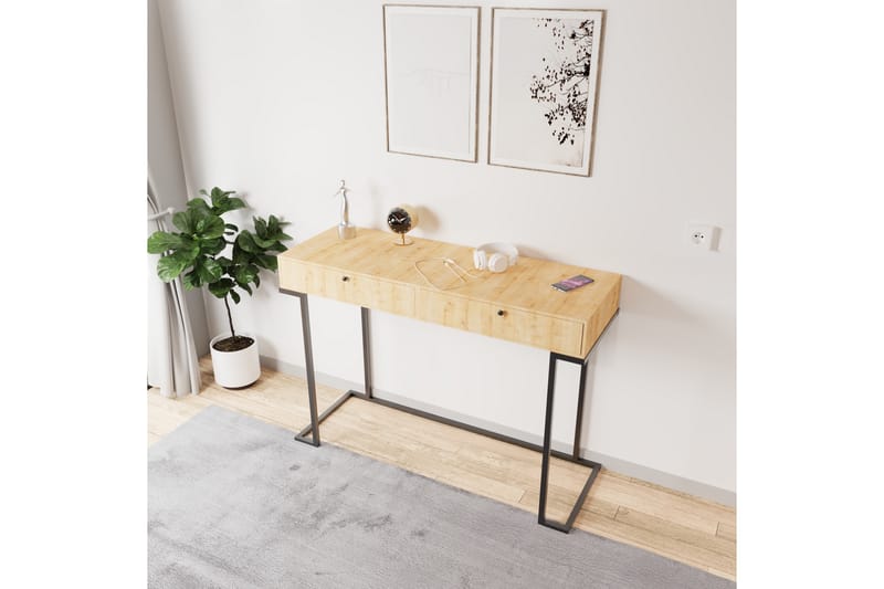 Ghimre Sminkebord 120x45 cm - Lys Beige/Svart - Møbler - Bord - Sminkebord & toalettbord