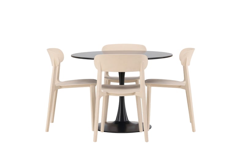 Glade Spisegruppe 100 cm Rund med 4 Åstol Stoler - Beige - Møbler - Bord - Spisegrupper