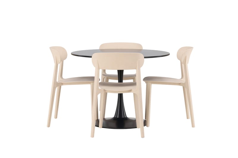 Glade Spisegruppe 100 cm Rund med 4 Åstol Stoler - Beige - Møbler - Bord - Spisegrupper