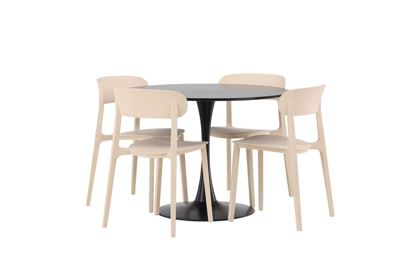 Glade Spisegruppe 100 cm Rund med 4 Åstol Stoler - Beige - Møbler - Bord - Spisegrupper