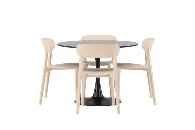 Glade Spisegruppe 100 cm Rund med 4 Åstol Stoler - Beige - Møbler - Bord - Spisegrupper